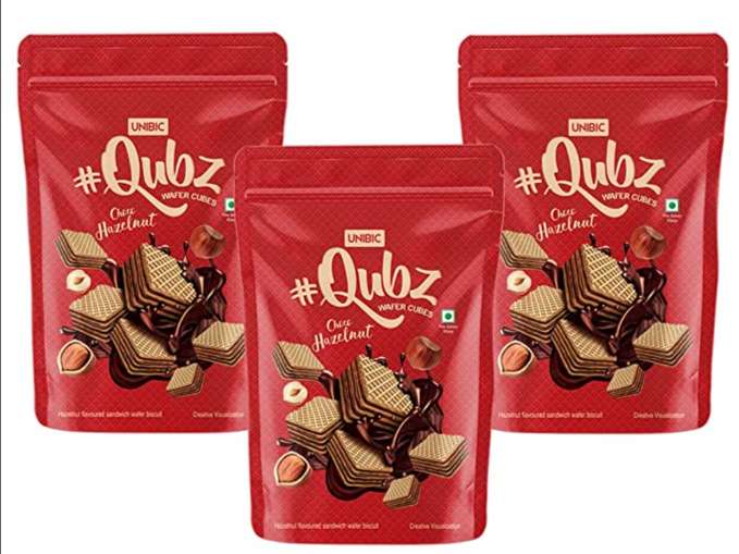 Unibic Qubz Wafers Choco Hazelnut, Pk of 03, 450g