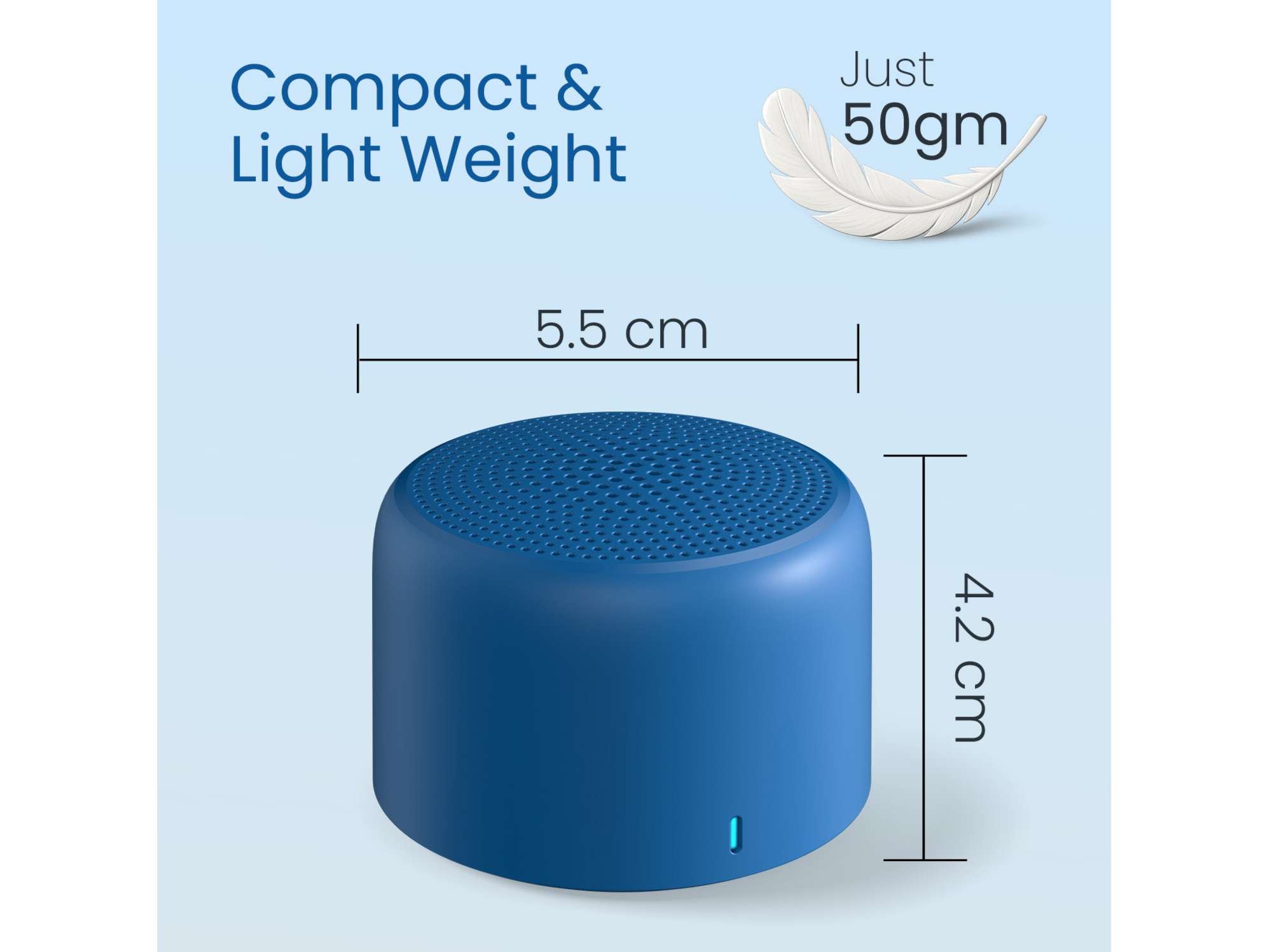 Portronics Pico HD Sound, Bluetooth 5.3V, in Built Mic, Type C Fast Charging - Blue - Image 3