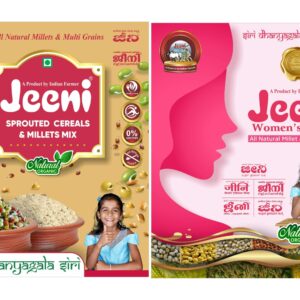 Jeeni Combo Pack of 2 Sprouted Cereals & Millets Mix 500g and All Natural Millet & Multi Grains 500g for Women & Adults (Pack Of 2)
