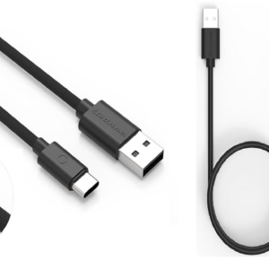 Twance 1  Meter PVC and Braided Type C to USB Fast charging and data transfer Cable,  Black Color (Pack of 2)