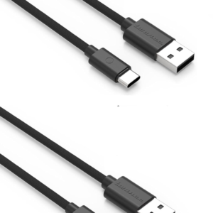 Twance 1 Meter Braided Type C to USB Fast charging and data transfer Cable,  Black Color (Pack of 2)