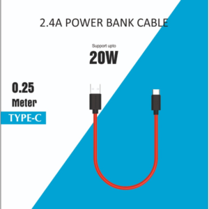 Twance N23R TPE - USB to Type C ,2.4A charging  Cable,0.25 Meter (Power Bank Cable), Red Color