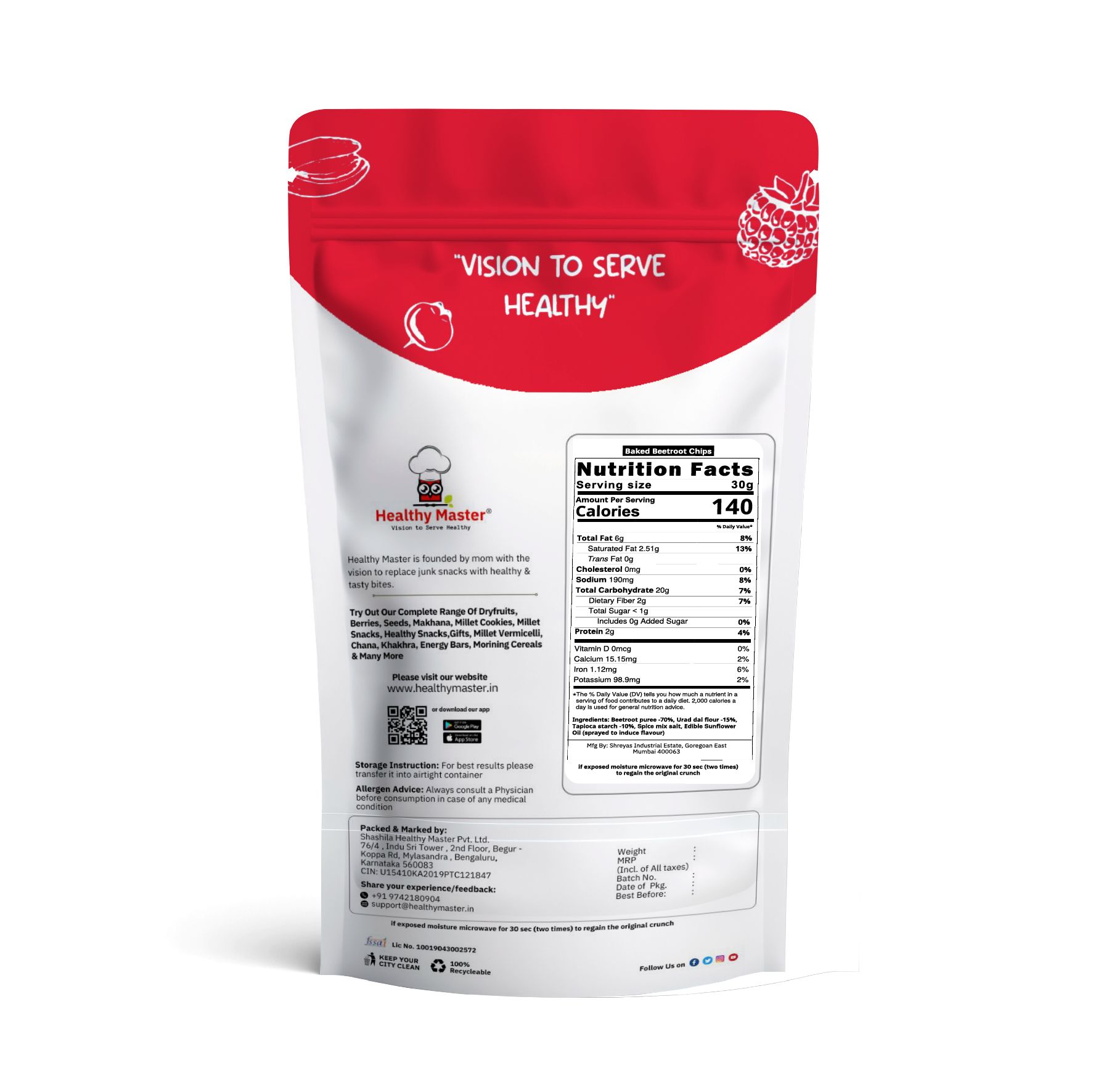 Healthy Master Baked Beetroot Chips 100 Gram - Image 2