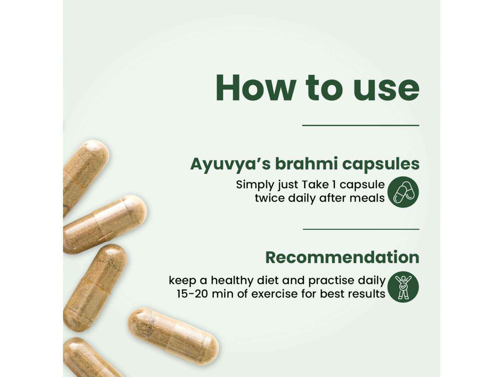 Ayuvya Brahmi Capsules || 500mg Pure Extract - Memory Booster, Focus Enhancer, Stress Relief & Sleep Aid, 60 Capsules - Image 3
