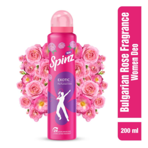 Spinz Exotic Perfumed Deo for Women Bulgarian Rose Fragrance  Long Lasting Freshness, 24 Hours Protection from Odour causing Bacteria - 200 ml