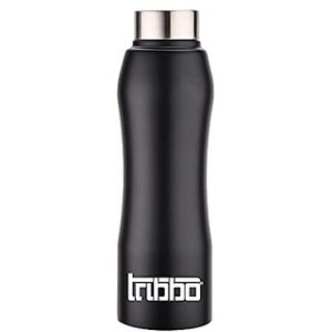 TRIBBO Stainless Steel Water Bottle 750 ML Water Bottles For Fridge School,Gym,Home,office,Boys   Girls Kids Leak Proof(BLACKSIPPER CAP SET OF 1 750 MLMODEL-CURVE)
