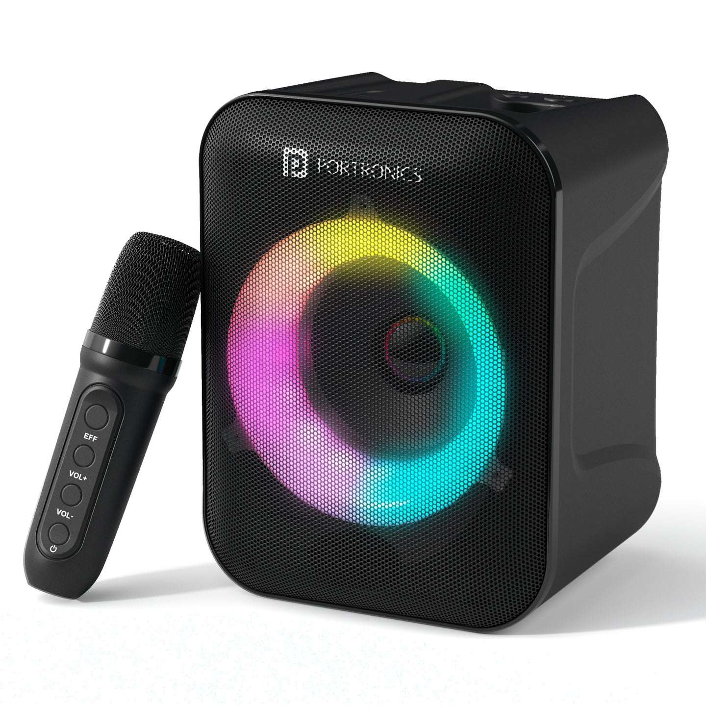 Portronics Apollo One 20W Bluetooth Speaker, Wireless karaoke Mic, Easy Handle Grab, Type C Fast Charging